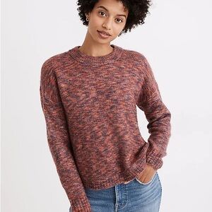Madewell Birchmont Side-Button Pullover Sweater In Spacedye Sangria, Size L